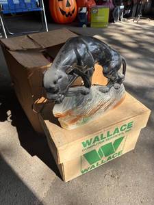 Vintage Panther Figurine Lamp with Wiring and Bulb