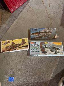 lot 342 image: Set of 3 Vintage Military Aircraft Model Kits - Ju 87G-1, Martin B-26, Douglas Boston III