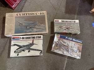 lot 345 image: Collection of 4 Unassembled Vintage Airplane Model Kits