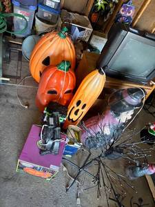 lot 357 image: Large Assorted Halloween Decorations with Blow Molds and Light-Up Features