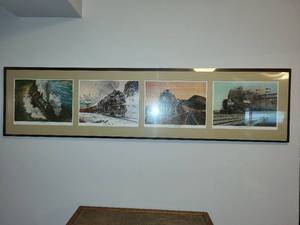 lot 434 image: Collection of 5 Framed Railway Prints - Historical Train Illustrations