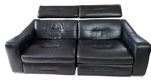 lot 9 image: Natuzzi Editions Black Leather Reclining Sofa