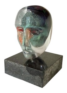 lot 28A image: Kosta Boda Atelier Glass Face Sculpture Signed by B. Vallien