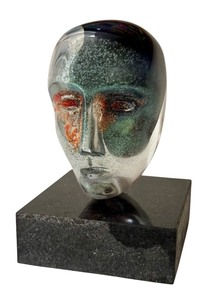 lot 28A image: Kosta Boda Atelier Glass Face Sculpture Signed by B. Vallien