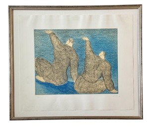lot 40 image: Two Boys on a Raft Etching by Sandro Chia