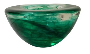 lot 78A image: Kosta Boda Art Glass Votive Holder with Swirling Green Design