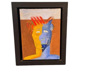 lot 45 image: Original Oil on Board by Neuge - Framed Abstract Art 8 x 10