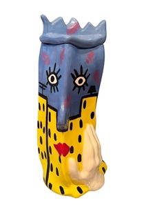 lot 46 image: Jerilynn Babroff Signed Funny Face Cookie Jar - Art Deco Pop Art Style