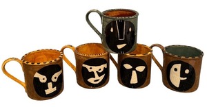 lot 49 image: Set of 5 Handcrafted Ceramic Mugs, Ceramic by Laurie