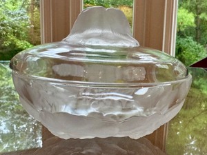 lot 56 image: Glass Covered Dish with Frosted Floral Design