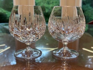 lot 64 image: Pair of Gorham Crystal Brandy Glasses with Intricate Cut Design