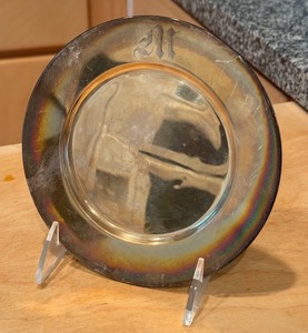 lot 32 image: Vintage Sterling Silver Plate with Monogram M