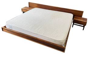lot 50D image: King Size Mid Century Bed Frame with Side Tables