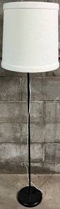 lot 89N image: G - Modern Black Floor Lamp with White Drum Shade