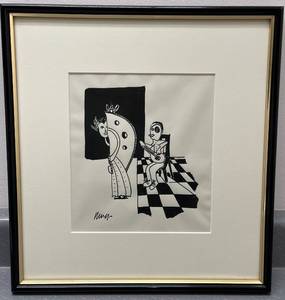 lot 93N image: Jon Neuse Framed Ink Drawing Has he Forgotten Me