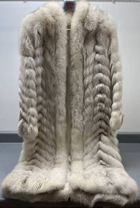 lot 126N image: LL - Saga Silver Fox Full Length Fur Coat in Chevron Pattern