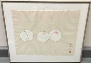 lot 142N image: LL - Framed Heihachiro Fukuda Three Peaches Artwork