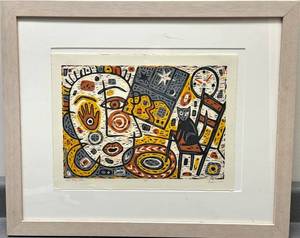 lot 143N image: LL - Framed Linocut Print In My Room by Jim Dryden
