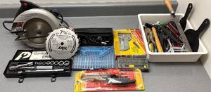 lot 149N image: LL - Collection of Hand and Power Tools with Saws, Sockets, and Accessories