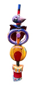 lot 25S image: Russ Vogt Mixed Media Pottery Sculpture with Bird Motif