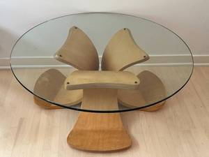 lot 30 image: UPLR - Vintage Bent Plywood and Glass Coffee Table