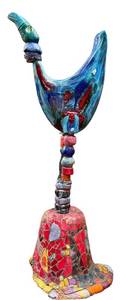 lot 8AP image: G - Russ Vogt Ceramic Sculpture with Mosaic Base, 5 Feet Tall