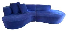 lot 12 image: UPLR - Vintage Lazar Industries Arabella Blue Curved Sectional Sofa