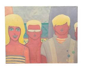 lot 18DF image: LLO - Christopher Foote 1983 Original Painting The Beach Set