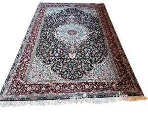 lot 26R image: LR - Persian Style Area Rug 114 x 68 Floral Medallion Pattern