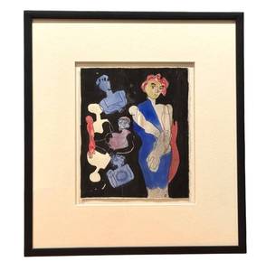 lot 27J image: Framed Abstract Artwork with Figures Signed N