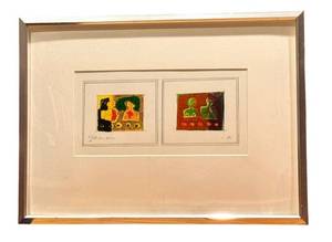 lot 28J image: LLB - Jon Neuse Signed Mixed Media Artwork Four Figures Framed