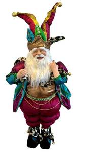 lot 30X image: ULBR - Makenzie-Childs Jester Jeweled Courtly Check St. Nick Figure