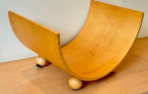 lot 68 image: UPLR - Modern Bent Birch Wood Magazine Holder with Ball Feet