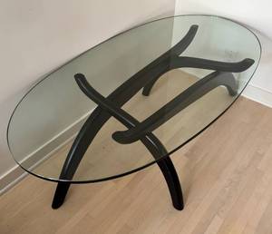 lot 71 image: UPLR - Modern Glass Top Coffee Table with Black Curved Base