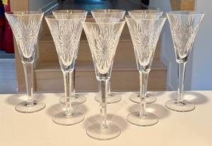 lot 87 image: K - Set of 8 Waterford Crystal Millennium Health 9 inch Toasting Flutes