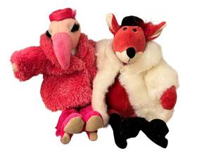 lot 128X image: MBR - Jellycat Plush Pair Medium Furcoat Flamingo and Furcoat Fox