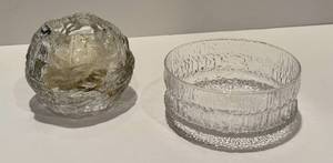 lot 143 image: K - iittala Paadar Glass Bowl by Tapio Wirkkala and Kosta Boda Snowball Candle Holder