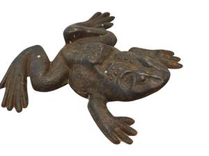 lot 153 image: DR - Cast Iron Frog Figurine with Light Wear, 6 x 8.25 Inches