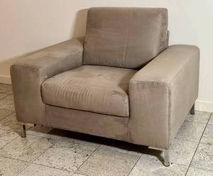 lot 198 image: MBR - Modern Microsuede Armchair with Metal Legs