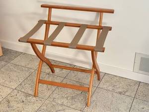 lot 200 image: MBR - Wood Folding Luggage Rack with Webbing Straps