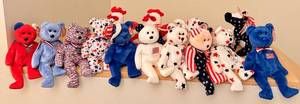 lot 218AA image: MBR - Patriotic Beanie Babies Collection with Stars and Stripes Theme