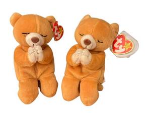 lot 220 image: MBR - Set of 2 Ty Beanie Babies Hope Praying Bear Plush 1999 with Tags