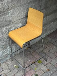 lot 225 image: G - Modern Wood and Metal Bar Height Chair, 25 Inch Seat Height