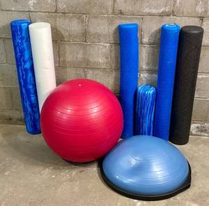 lot 236 image: G - Exercise Equipment Set with Foam Rollers, Stability Ball and More