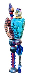 lot 18AP image: G - Russ Vogt 70-Inch Colorful Ceramic Sculpture with Bird Figures