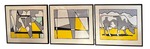 LR - ROY LICHTENSTEIN Cow Triptych (Cow Going Abstract) / Roy Lichtenstein Cow Triptych Hand Signed Lithograph Framed Set