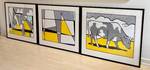 LR - ROY LICHTENSTEIN Cow Triptych (Cow Going Abstract) / Roy Lichtenstein Cow Triptych Hand Signed Lithograph Framed Set