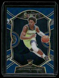 lot 14 image: Anthony Edwards RC   2020 Panini Select Prizm Concourse #61 Minnesota Timberwolves Basketball Card