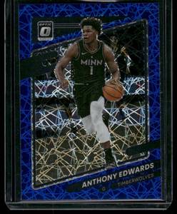 lot 36 image: Anthony Edwards    2021 Donruss Optic Blue #83 Minnesota Timberwolves Basketball Card