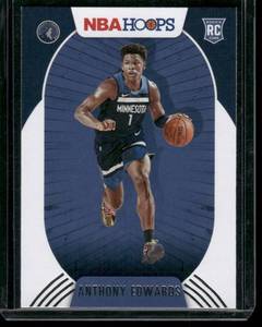 lot 54 image: Anthony Edwards RC   2020 Hoops Blue #216 Minnesota Timberwolves Basketball Card